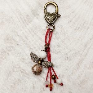 Schlüsselanhänger/ Taschenanhänger Engel Jaspis Magnesit Rot Bronzefarben
