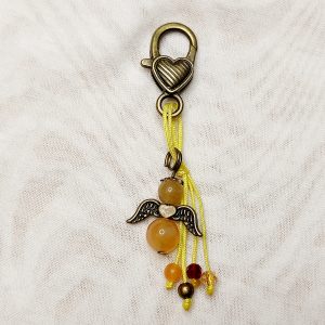Schlüsselanhänger/ Taschenanhänger Engel Karneol Aventurin Gelb Bronzefarben