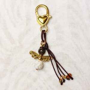 Schlüsselanhänger/ Taschenanhänger Engel Magnesit Bronzit Braun Goldfarben