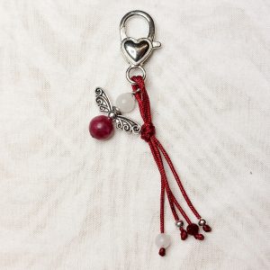 Schlüsselanhänger/ Taschenanhänger Engel Jade Rot Silberfarben